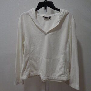 Tek Gear Women's White Fleece Hoodie Size XL Polyester Long Sleeve Pockets